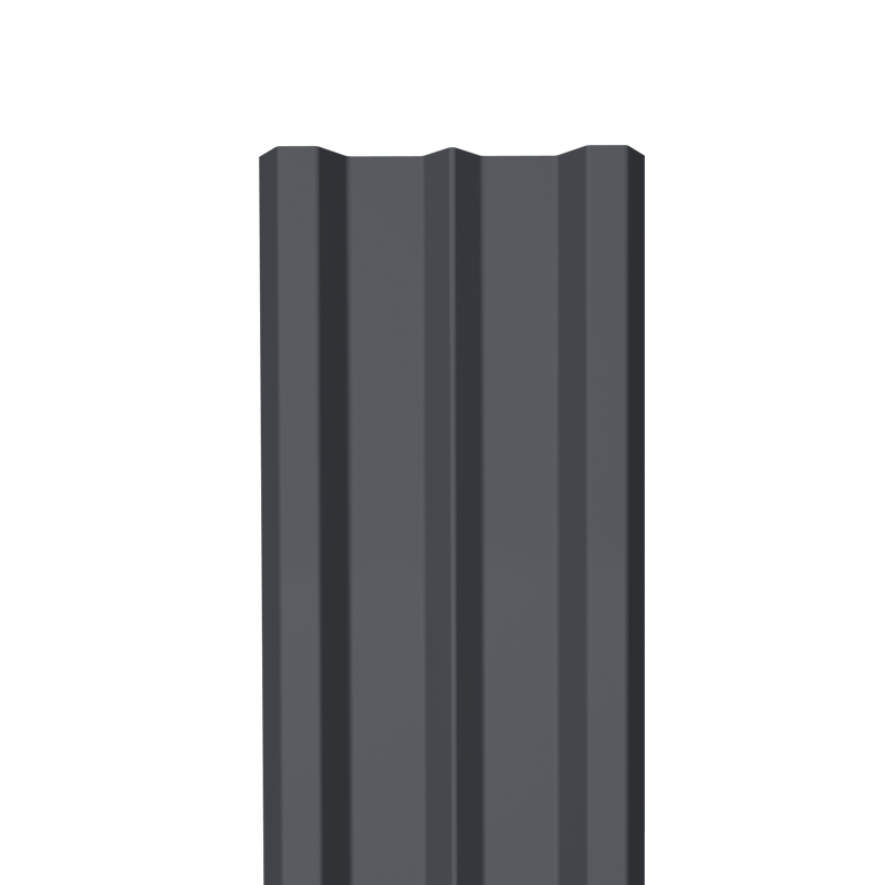Металлический штакетник Гладкий полиэстер RAL 7024 (Мокрый асфальт) 2000*100*0,45 односторонний Прямой
