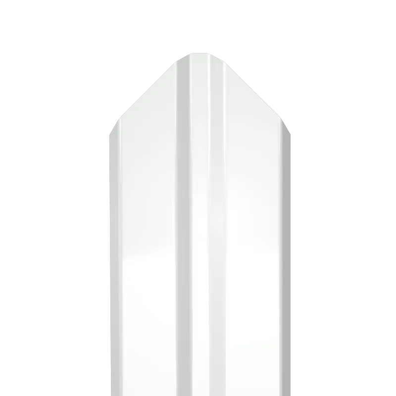 Металлический штакетник Гладкий полиэстер RAL 9003 (Белый) 2500*87*0,5 односторонний Фигурный