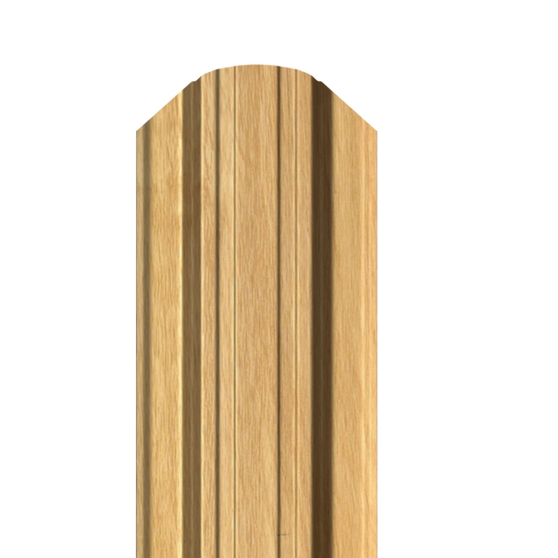 Металлический штакетник Рисунки (Принтек) Светлое дерево 2500*118*0,45 односторонний Полукруглый квадратный завальцованный