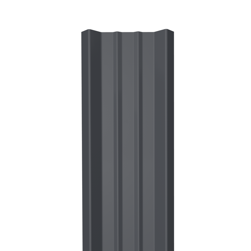 Металлический штакетник Гладкий полиэстер RAL 7024 (Мокрый асфальт) 1500*69*0,5 двусторонний Прямой