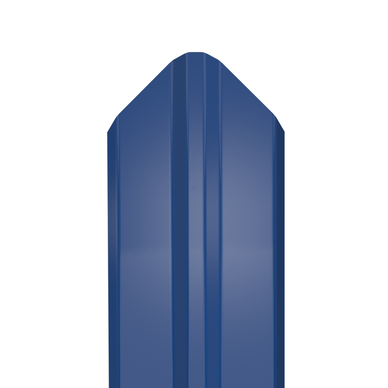Металлический штакетник Гладкий полиэстер RAL 5005 (Синий) 1800*87*0,5 односторонний Фигурный