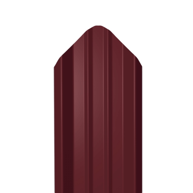 Металлический штакетник Гладкий полиэстер RAL 3005 (Красное вино) 1500*69*0,5 односторонний Фигурный
