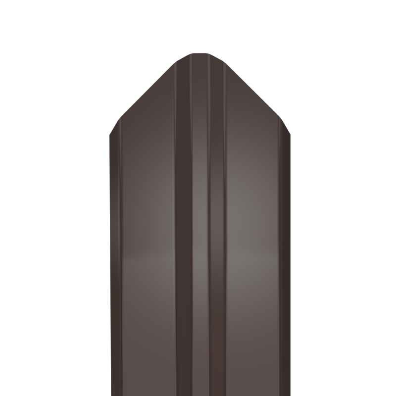 Металлический штакетник Гладкий полиэстер RAL 8017 (Шоколадно-коричневый) 1800*87*0,45 односторонний Фигурный