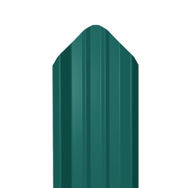 Металлический штакетник Гладкий полиэстер RAL 6005 (Зелёный мох) 1800*69*0,5 односторонний Фигурный