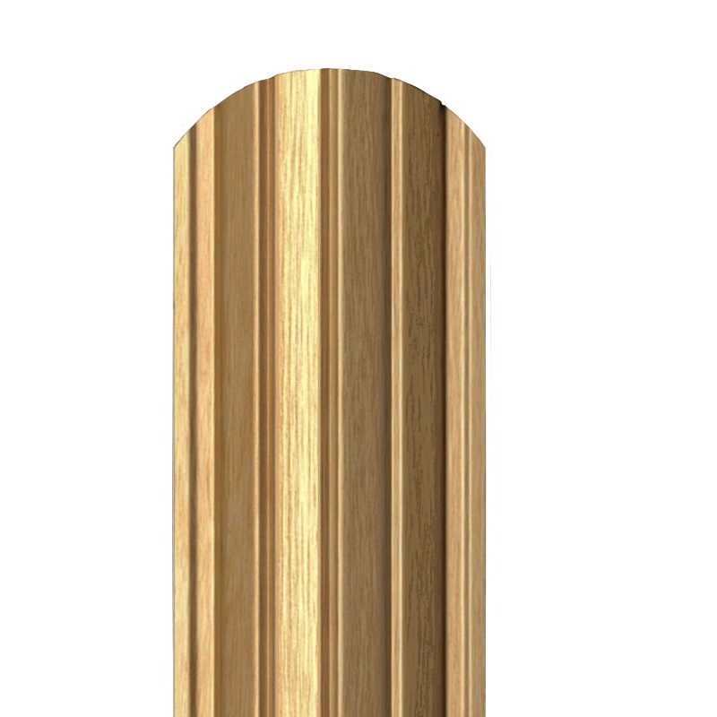 Металлический штакетник Рисунки (Принтек) Светлое дерево 2500*105*0,45 односторонний Полукруглый завальцованный