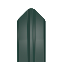 Металлический штакетник Гладкий полиэстер RAL 6005 (Зелёный мох) 2500*87*0,45 двухсторонний Фигурный