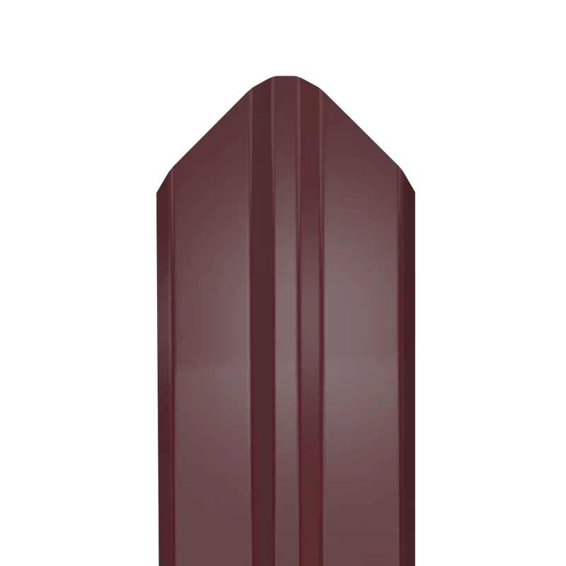 Металлический штакетник Гладкий полиэстер RAL 3005 (Красное вино) 2000*87*0,45 двухсторонний Фигурный